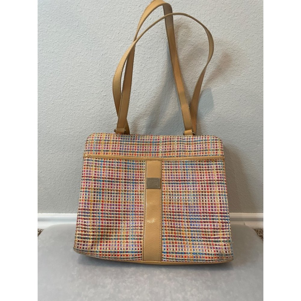 Liz Claiborne Pastel Multi Color Woven Wicker Handbag
